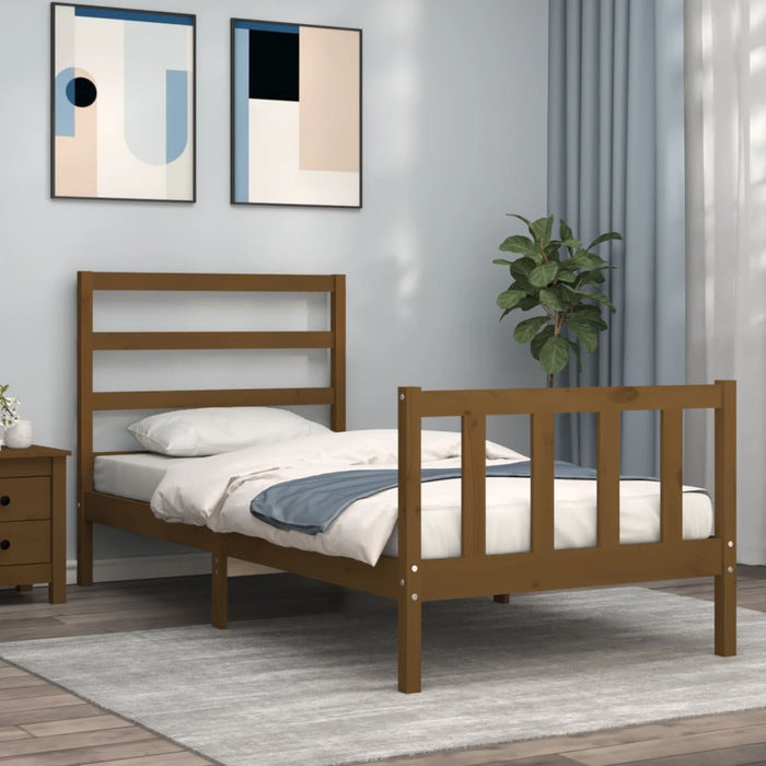 Massivholzbett mit Kopfteil Honigbraun 90x190 cm