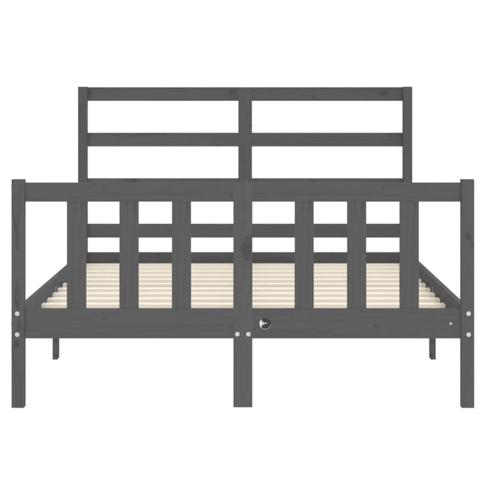 Massivholzbett mit Kopfteil Grau 140x190 cm