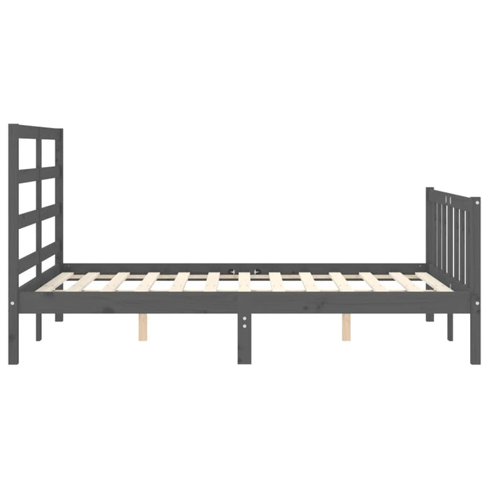 Massivholzbett mit Kopfteil Grau 140x190 cm