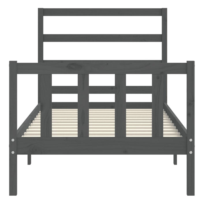 Massivholzbett mit Kopfteil Grau 90x200 cm