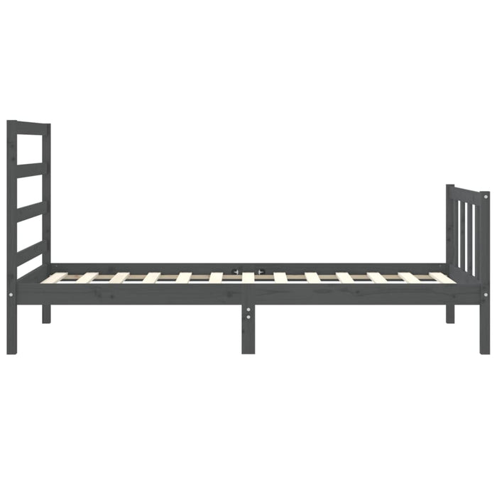 Massivholzbett mit Kopfteil Grau 90x200 cm