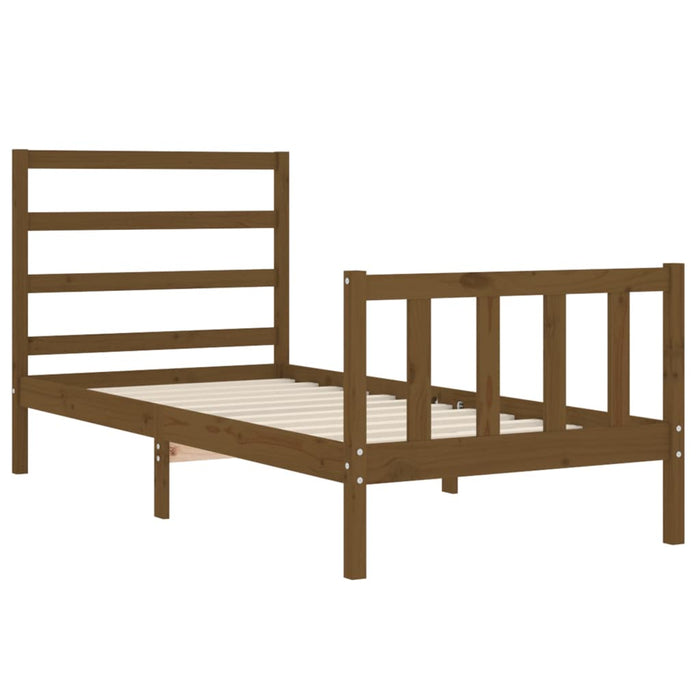Massivholzbett mit Kopfteil Honigbraun 90x200 cm