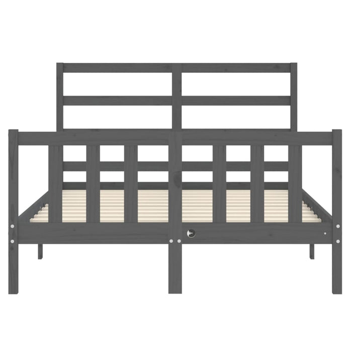 Massivholzbett mit Kopfteil Grau 120x200 cm