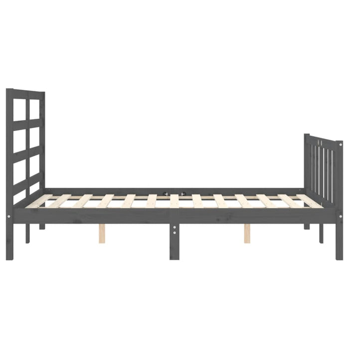 Massivholzbett mit Kopfteil Grau 120x200 cm