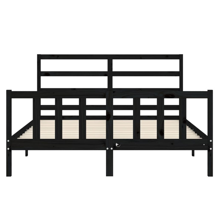 Massivholzbett mit Kopfteil Schwarz