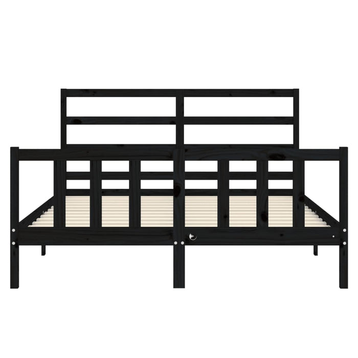Massivholzbett mit Kopfteil Schwarz 160x200 cm