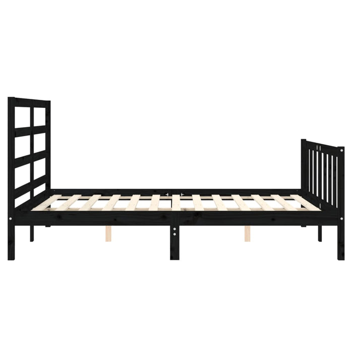 Massivholzbett mit Kopfteil Schwarz 160x200 cm