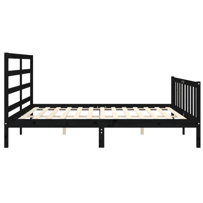 Massivholzbett mit Kopfteil Schwarz 180x200 cm
