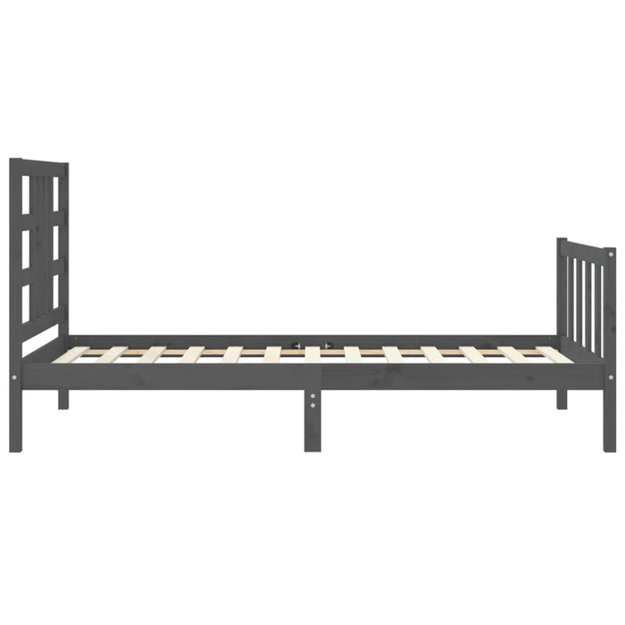 Massivholzbett mit Kopfteil Grau 90x190 cm