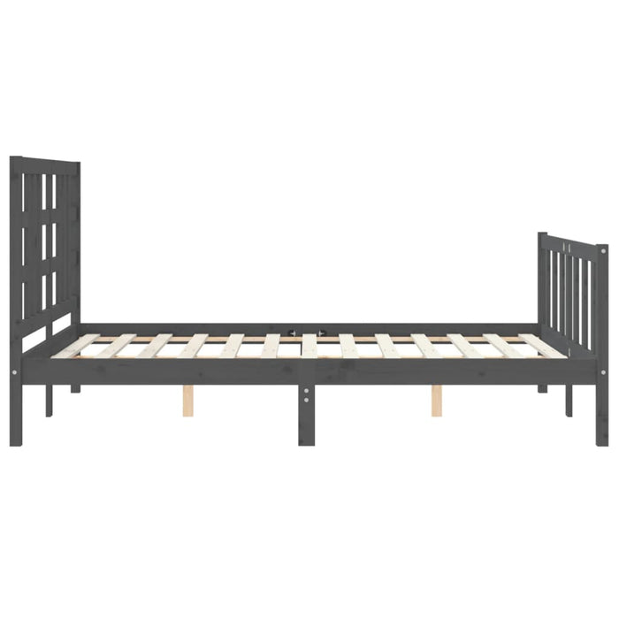 Massivholzbett mit Kopfteil Grau 140x190 cm