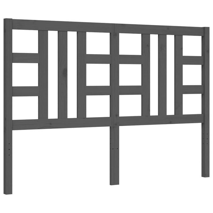 Massivholzbett mit Kopfteil Grau 140x190 cm