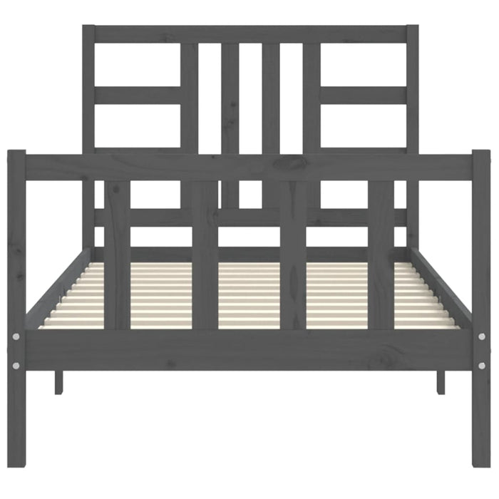 Massivholzbett mit Kopfteil Grau 90x200 cm