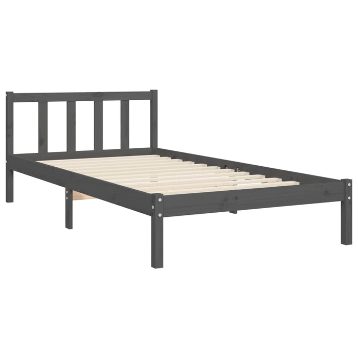 Massivholzbett mit Kopfteil Grau 90x200 cm