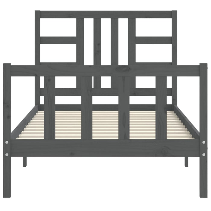Massivholzbett mit Kopfteil Grau 100x200 cm