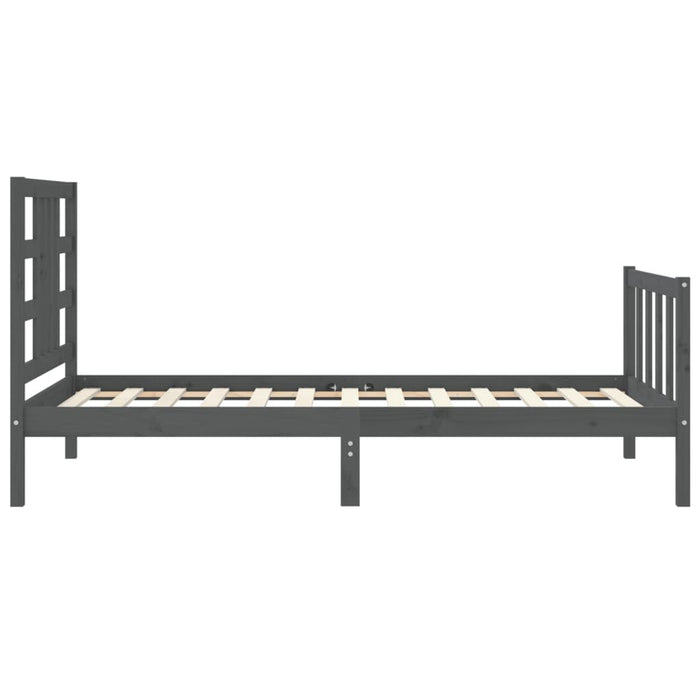 Massivholzbett mit Kopfteil Grau 100x200 cm