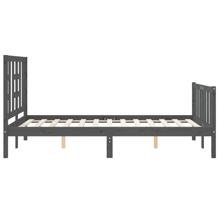 Massivholzbett mit Kopfteil Grau 120x200 cm