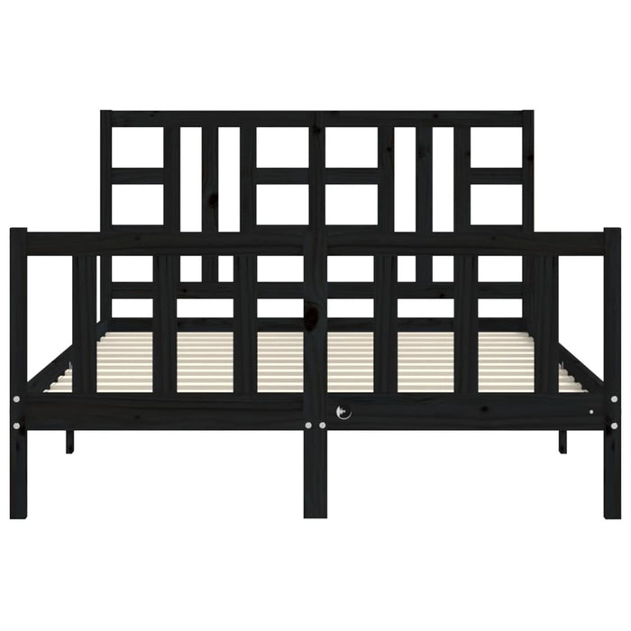 Massivholzbett mit Kopfteil Schwarz 140x200 cm