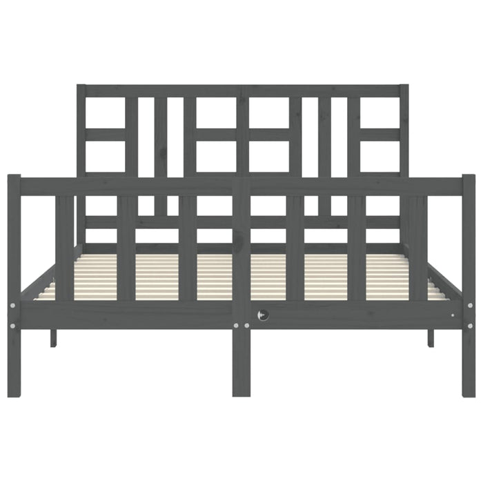 Massivholzbett mit Kopfteil Grau 160x200 cm