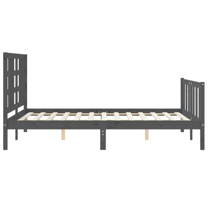 Massivholzbett mit Kopfteil Grau 160x200 cm