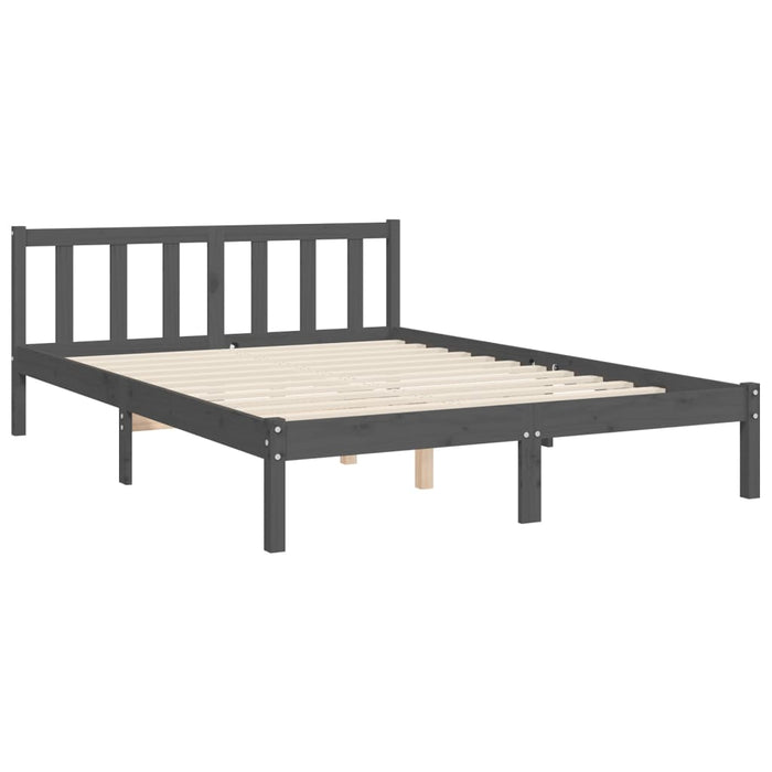 Massivholzbett mit Kopfteil Grau 160x200 cm