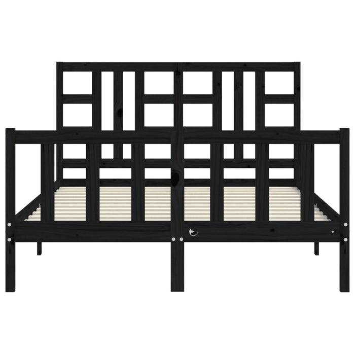 Massivholzbett mit Kopfteil Schwarz 160x200 cm
