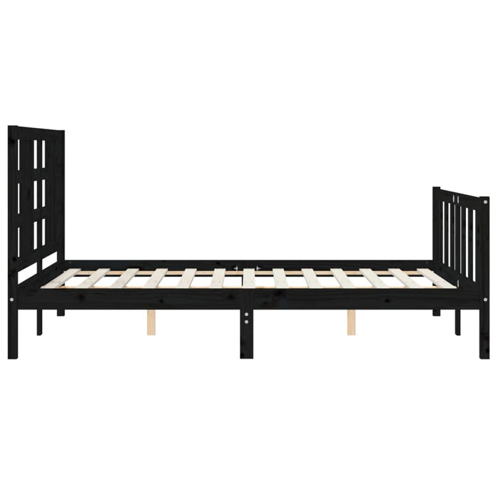 Massivholzbett mit Kopfteil Schwarz 160x200 cm