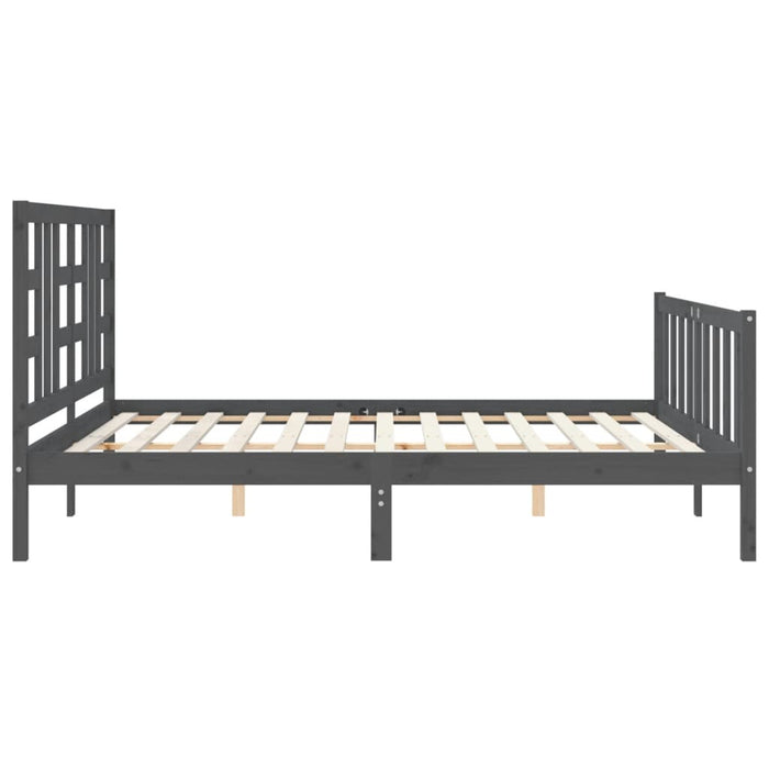 Massivholzbett mit Kopfteil Grau 180x200 cm
