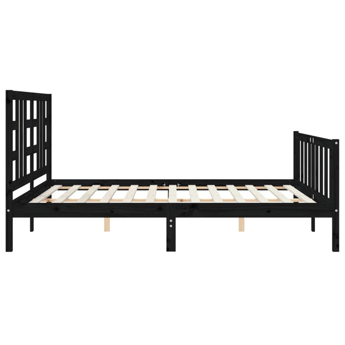 Massivholzbett mit Kopfteil Schwarz 180x200 cm