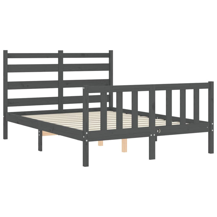 Massivholzbett mit Kopfteil Grau 140x190 cm