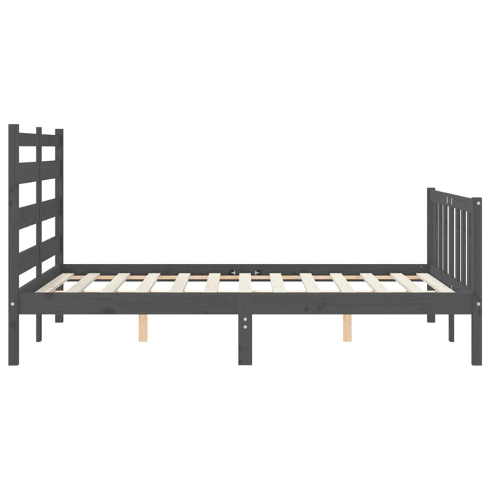 Massivholzbett mit Kopfteil Grau 140x190 cm