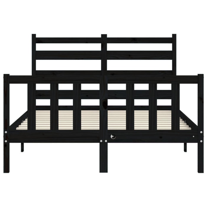 Massivholzbett mit Kopfteil Schwarz 140x190 cm