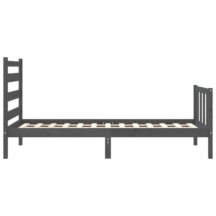 Massivholzbett mit Kopfteil Grau 90x200 cm