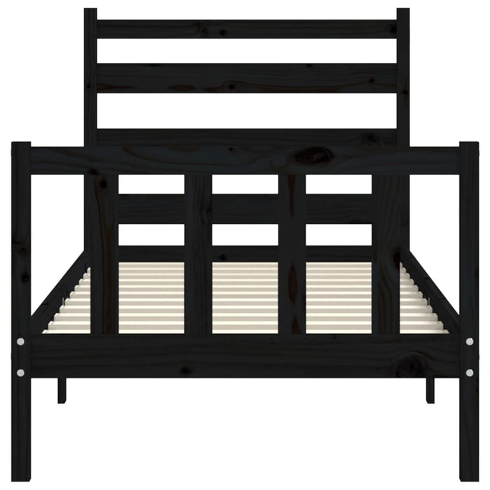 Massivholzbett mit Kopfteil Schwarz 100x200 cm