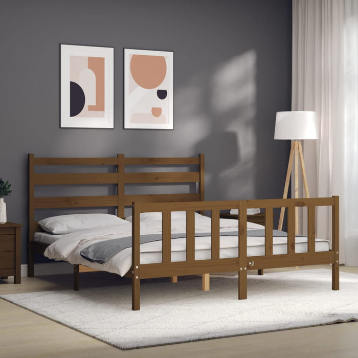 Massivholzbett mit Kopfteil Honigbraun