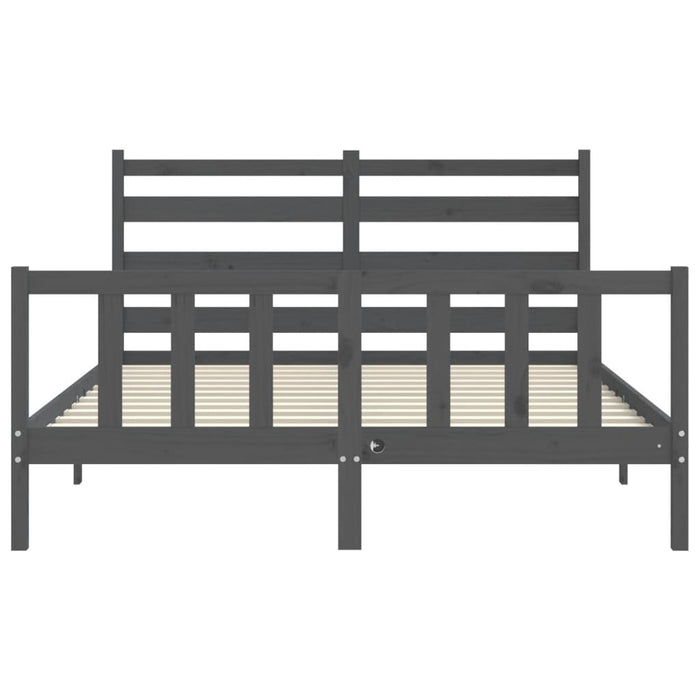 Massivholzbett mit Kopfteil Grau 160x200 cm