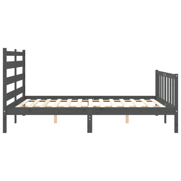 Massivholzbett mit Kopfteil Grau 160x200 cm