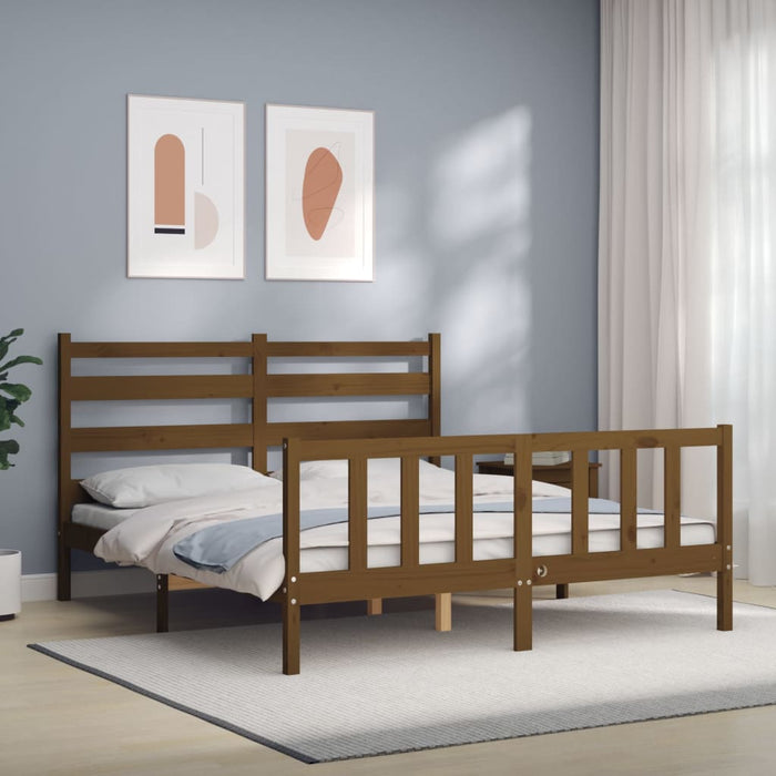 Massivholzbett mit Kopfteil Honigbraun 160x200 cm