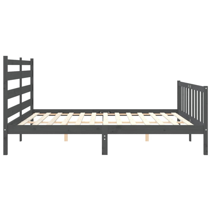 Massivholzbett mit Kopfteil Grau 180x200 cm