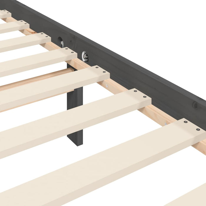 Massivholzbett mit Kopfteil Grau 180x200 cm