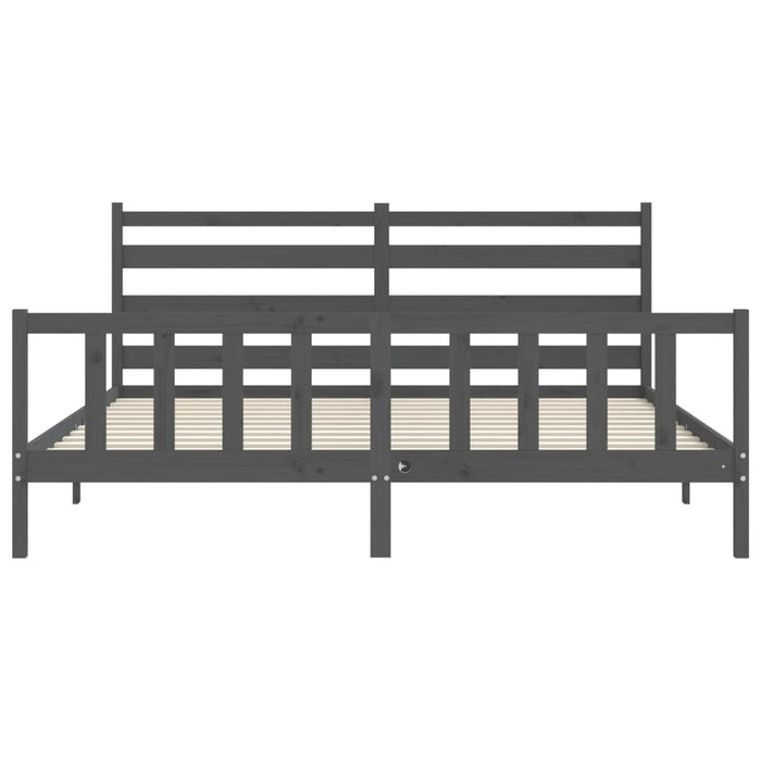 Massivholzbett mit Kopfteil Grau 200x200 cm