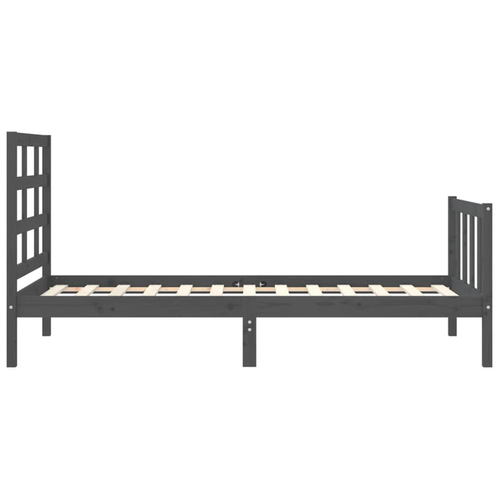 Massivholzbett mit Kopfteil Grau 90x190 cm