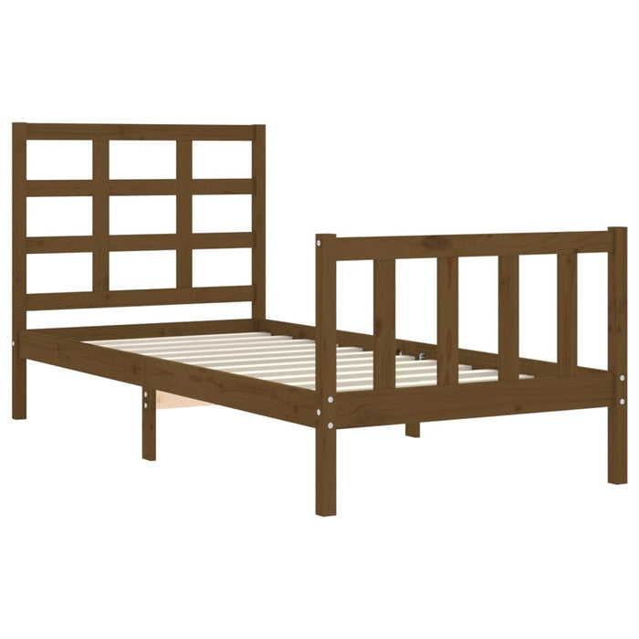 Massivholzbett mit Kopfteil Honigbraun 90x190 cm