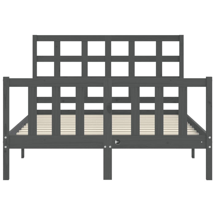 Massivholzbett mit Kopfteil Grau 140x190 cm