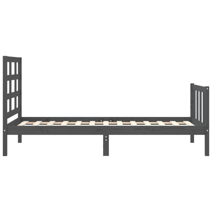 Massivholzbett mit Kopfteil Grau 90x200 cm