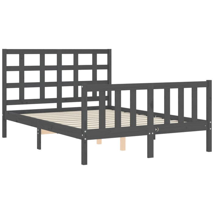 Massivholzbett mit Kopfteil Grau 120x200 cm
