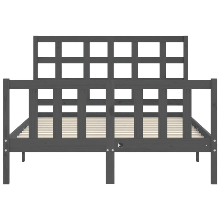 Massivholzbett mit Kopfteil Grau 120x200 cm