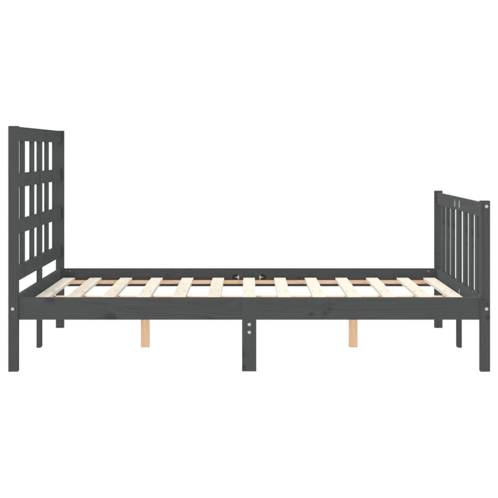 Massivholzbett mit Kopfteil Grau 120x200 cm