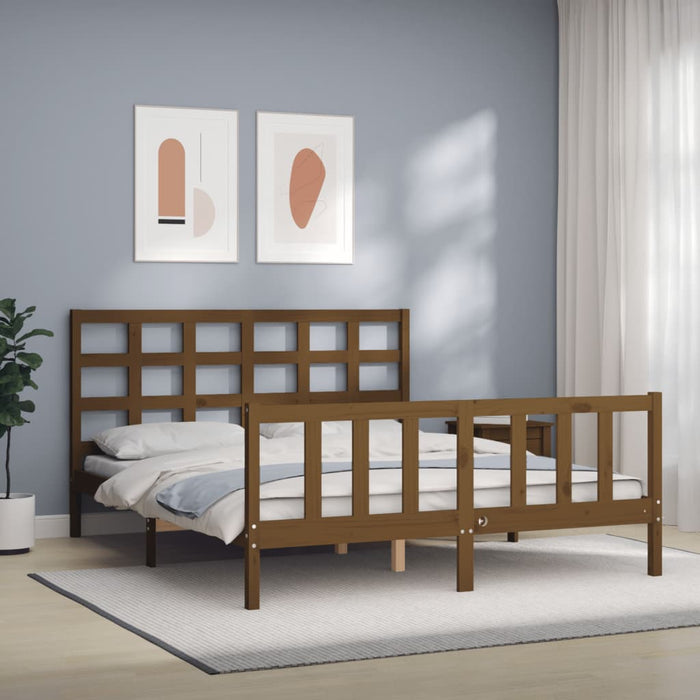 Massivholzbett mit Kopfteil Honigbraun 160x200 cm