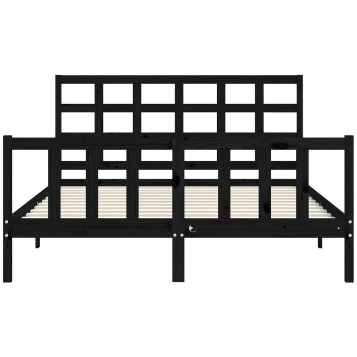 Massivholzbett mit Kopfteil Schwarz 160x200 cm