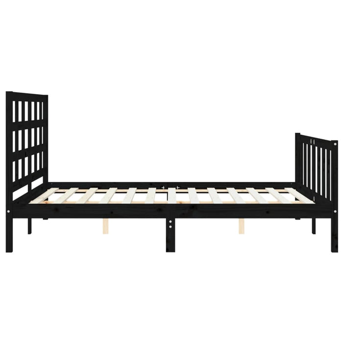 Massivholzbett mit Kopfteil Schwarz 160x200 cm